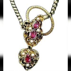 Antique Gold Snake Heart Locket Necklace 1800's
